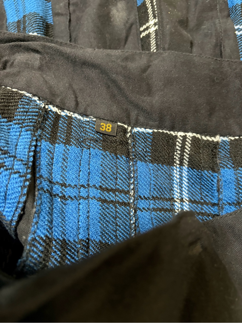 Men’s Black and Blue Plaid Pleated Utility Kilt Skirt - Picture 3 of 7